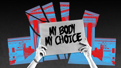 sign saying my body my choice and supreme court