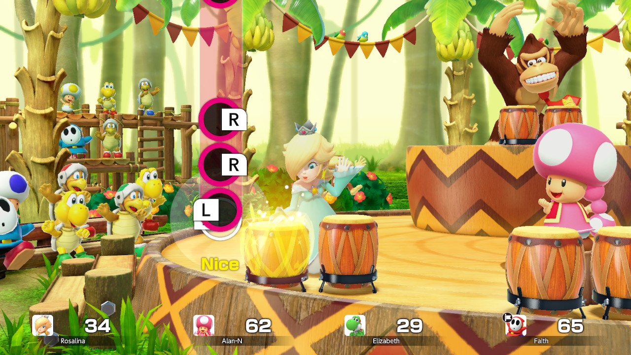 A screenshot of the music minigame in Super Mario Party Jamboree