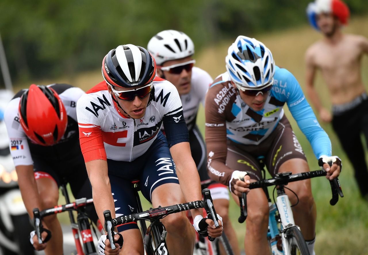 Oliver Naesen (IAM Cycling) leads the breakaway