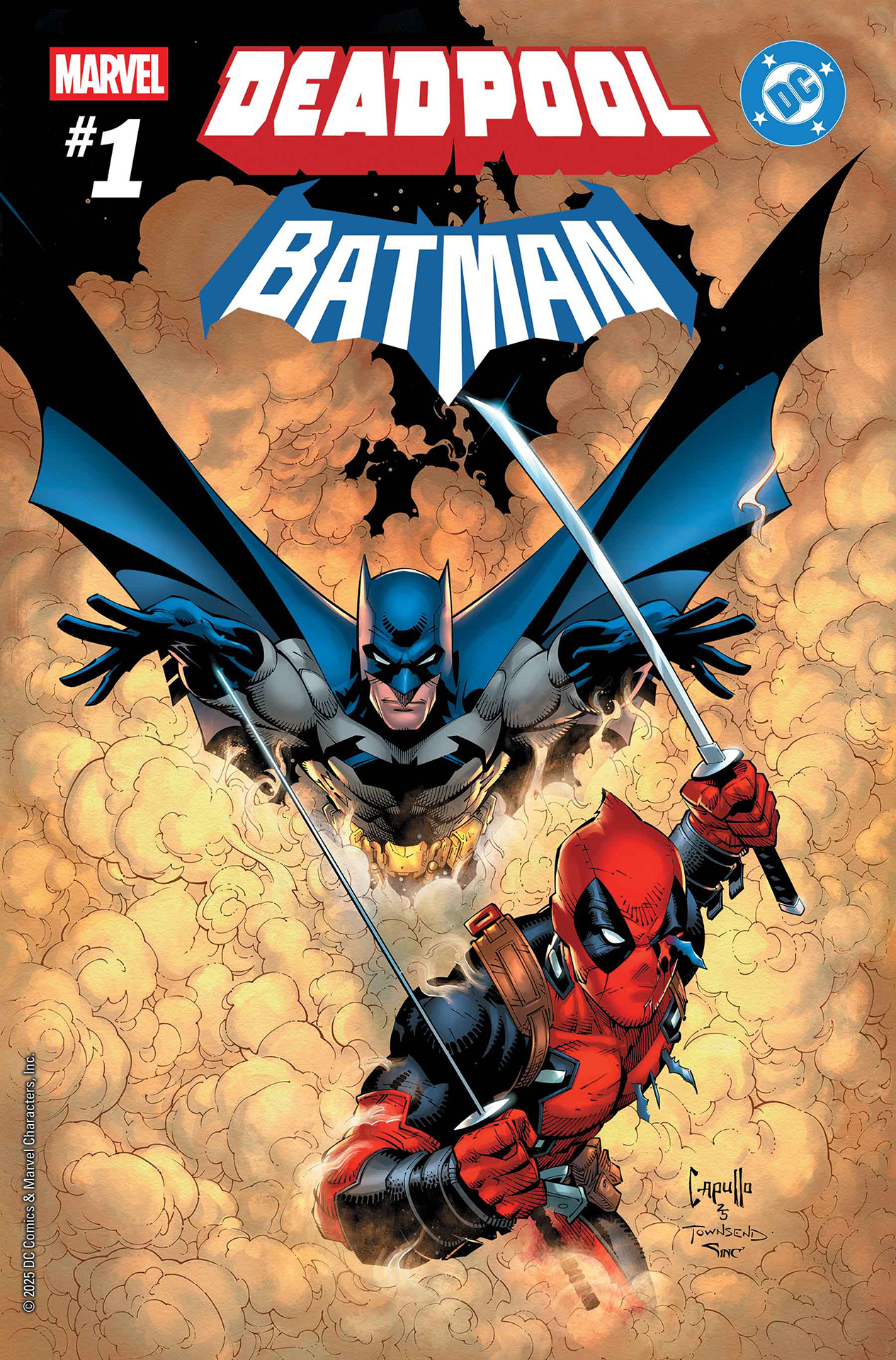 Marvel/DC: Deadpool/Batman #1 cover featuring Deadpool and Batman