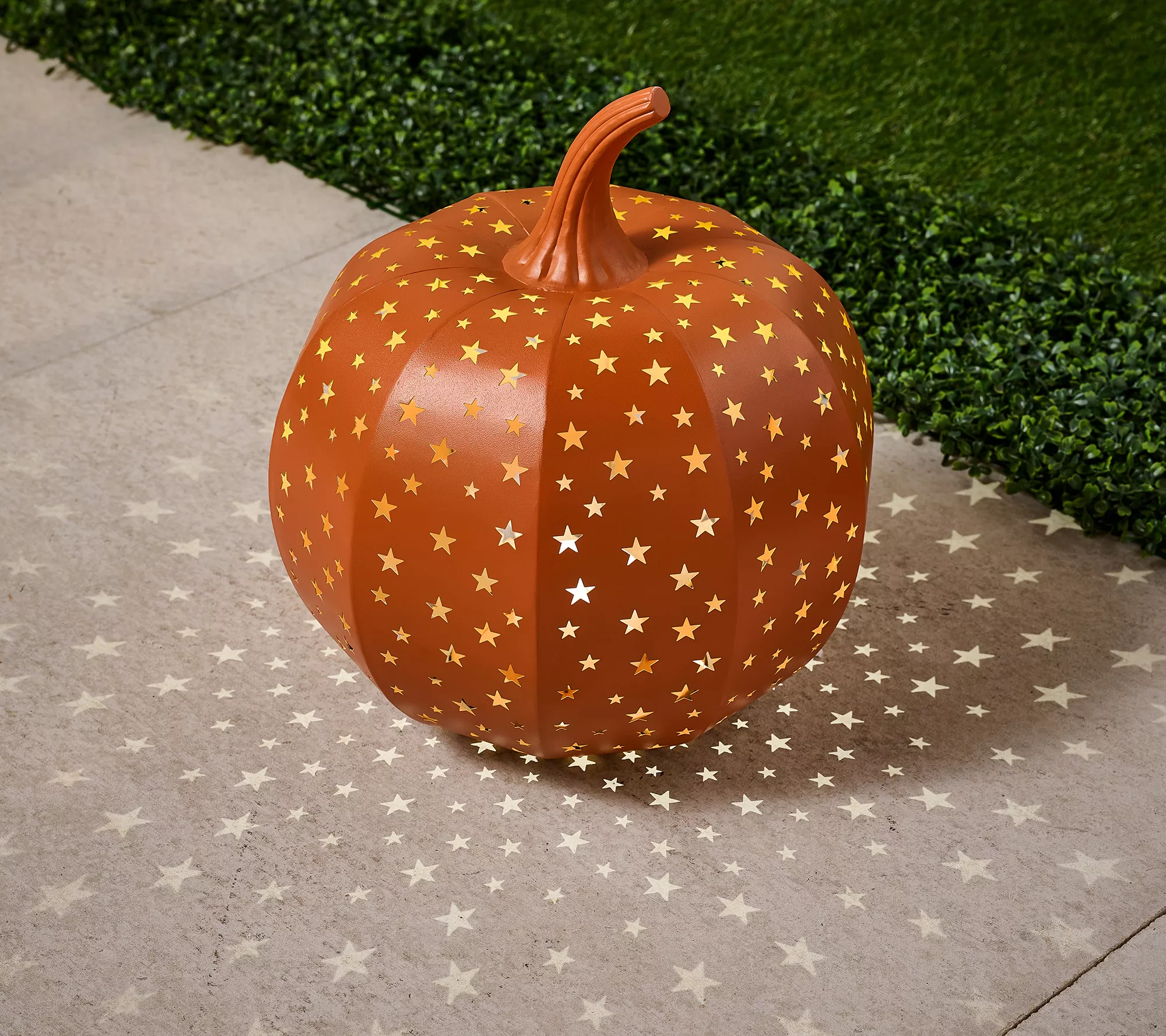 Martha Stewart 15&quot; Illuminated Indoor/outdoor Stargazer Metal Pumpkin