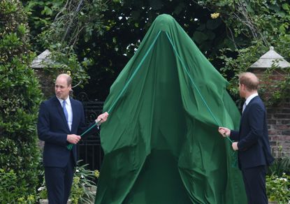 Prince Harry and William unveiling Princess Diana statue in Kensington Palace