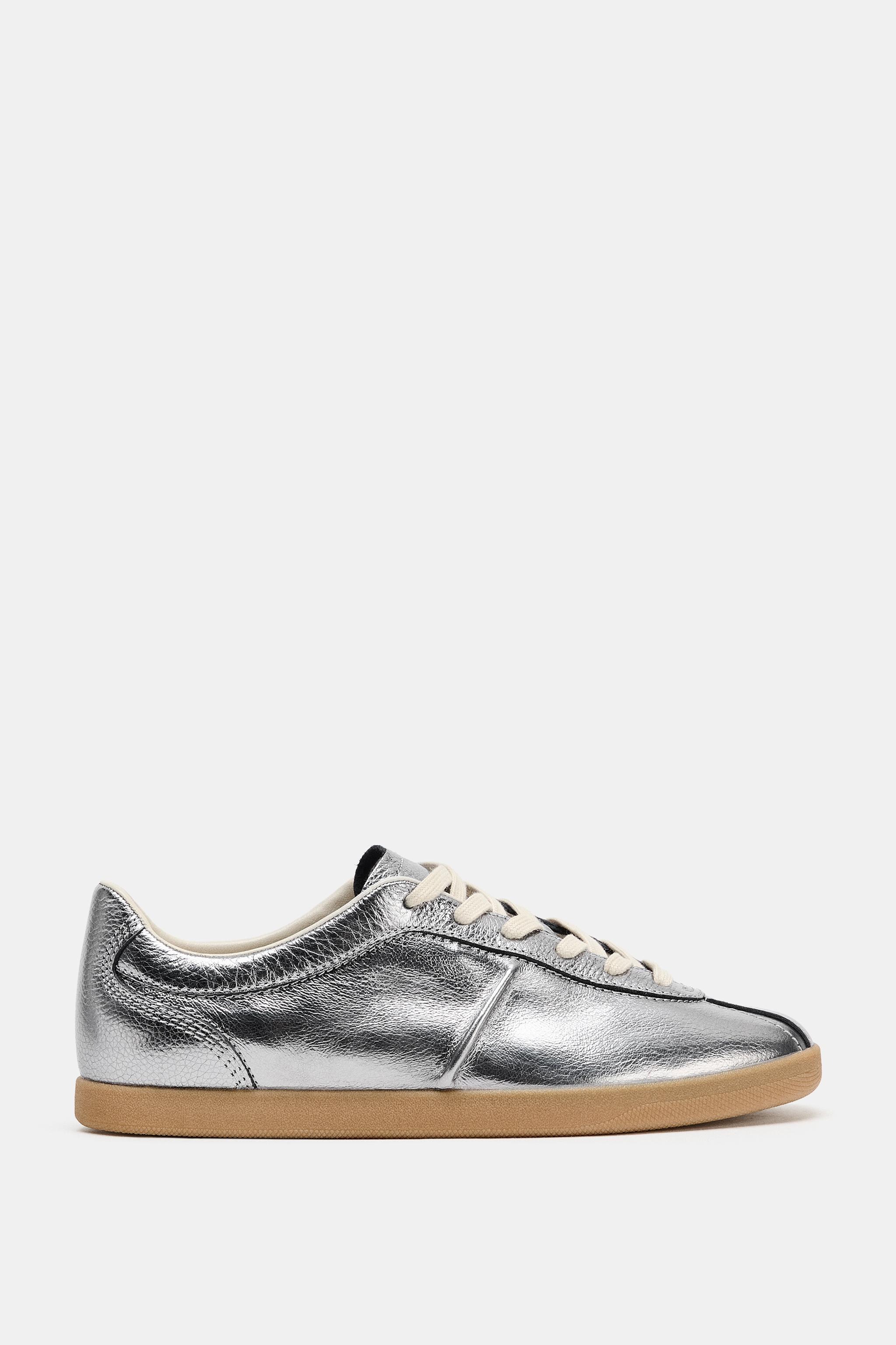 ZARA, Metallic Leather Sneakers