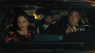 Leslie Mann, Cooper Raiff and Brad Garrett in a car in Cha Cha Real Smooth