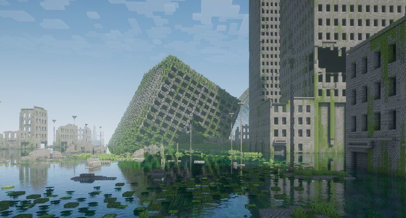 Bekijk het verlaten stadsbeeld gemaakt in Minecraft