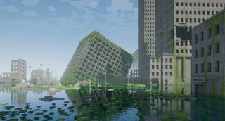 Minecraft - an Abandoned City built by Viator with collapsed and overgrown buildings