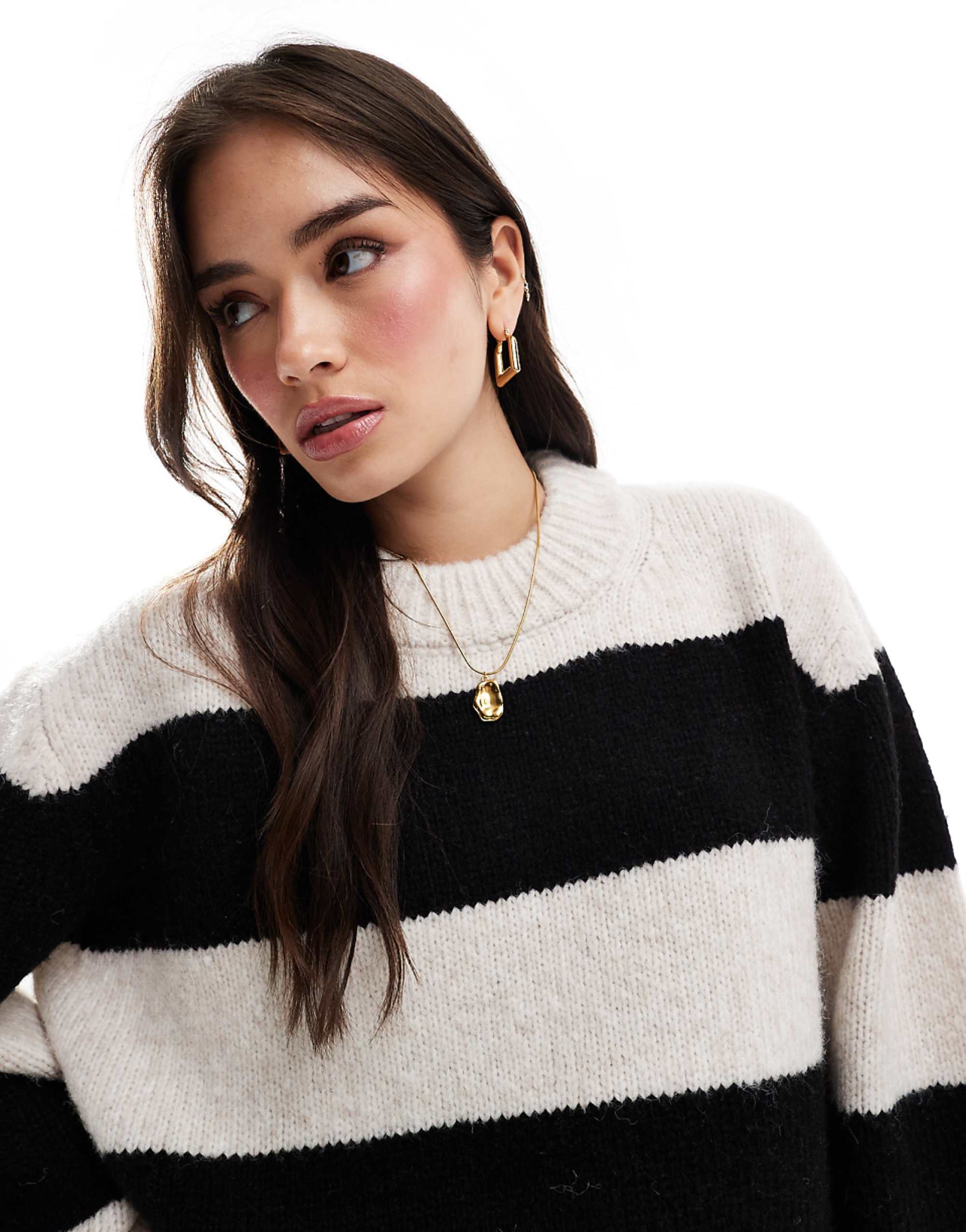 Asos Design Oversized Crew Neck Jumper in Stripe