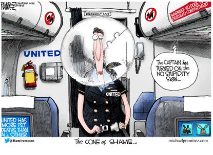 Editorial cartoon U.S. United airlines dog death
