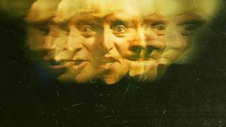 Reklamebilde for filmen Jimmy Savile: A British Horror Story med ansiktet til Jimmy Savile i forskjellige vinkler.