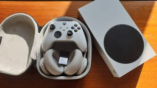 Microsoft Xbox Series S, controller and Beoplay Portal headphones