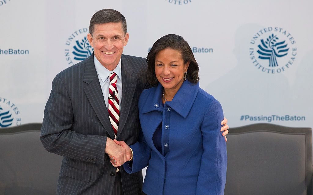 Michael Flynn and Susan Rice in January 2017