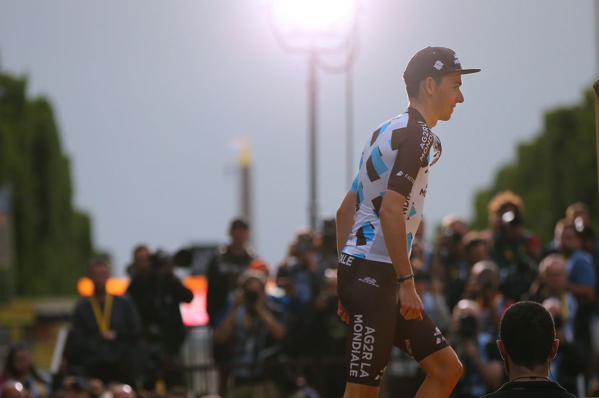 Romain Bardet (AG2R-La Mondiale) steps on the podium