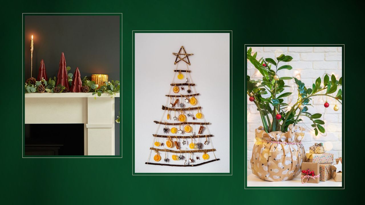 composite of three alternative christmas tree designs