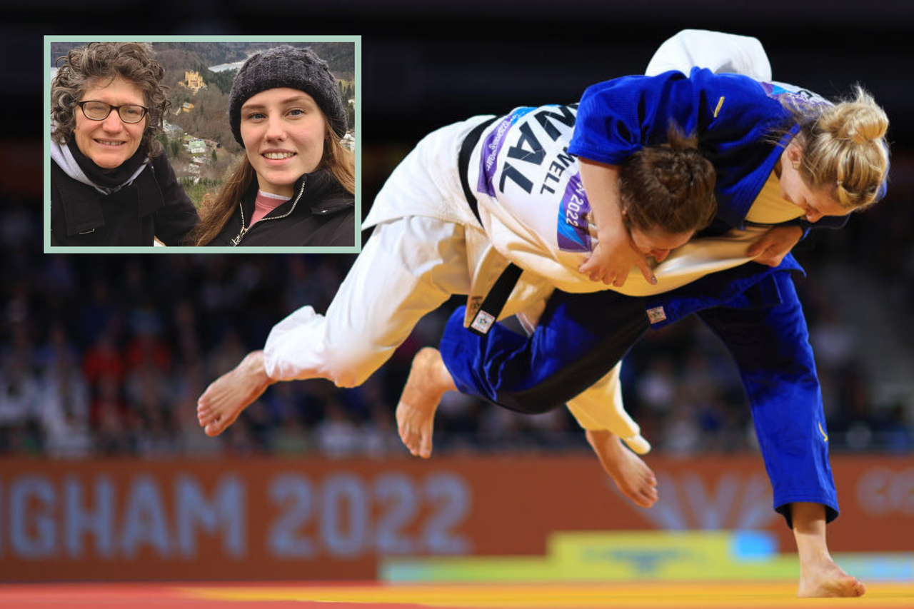 Image of Lesley Reid and her daughter Emma competing in Judo