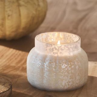 White glass candle 