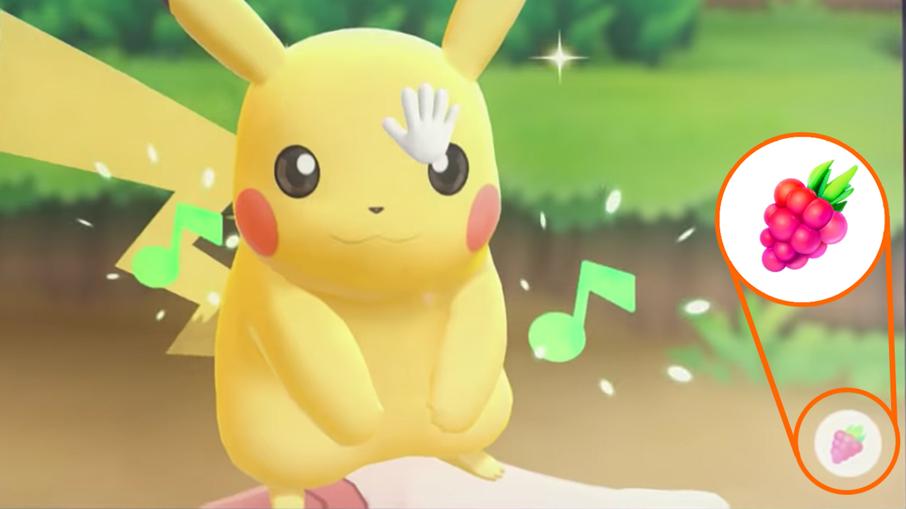 The sneaky raspberry icon at the bottom of the screen in the Pokemon Let's Go trailer