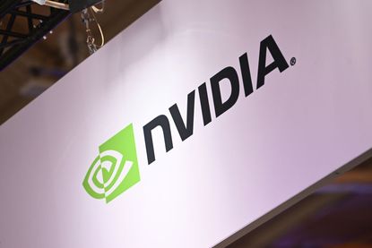 A Nvidia Corp. logo at the Lisbon Web Summit in Lisbon, Portugal, on Tuesday, Nov. 12, 2024.