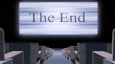 Computer graphic image of a movie theater with empty seats and a screen that says "The End"