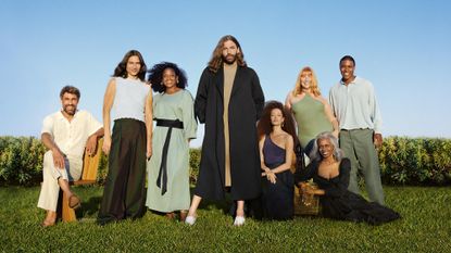 Jonathan Van Ness and models for his JVN haircare range