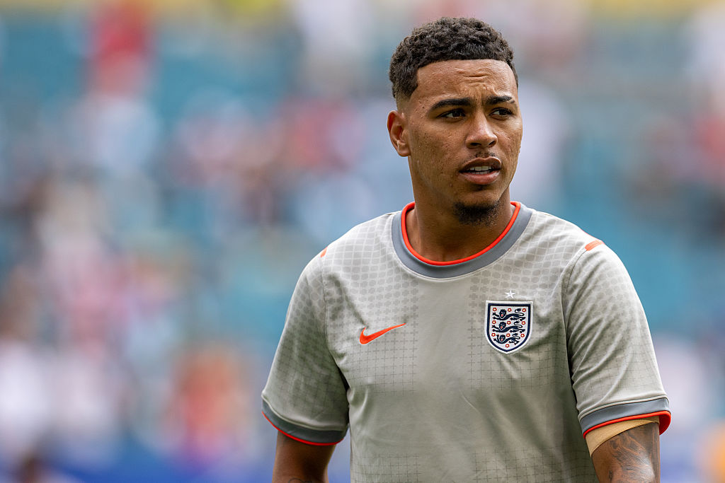 MIAMI GARDENS, FLORIDA - JULY 11: Morgan Rogers #17 of England warms up before the FIFA World Cup 2026 Quarter Final match between Norway and England at Miami Stadium on July 11, 2026 in Miami Gardens, Florida. (Photo by Eston Parker/ISI Photos/ISI Photos via Getty Images)