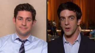 Jim and Ryan talking to the camera on The Office.