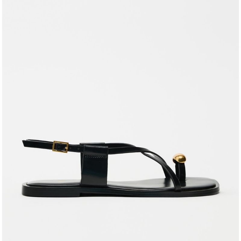 Zara , Strap Sandals with Metal Adornment