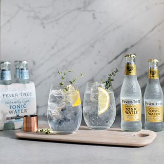 waitrose gin in bottles and glasses