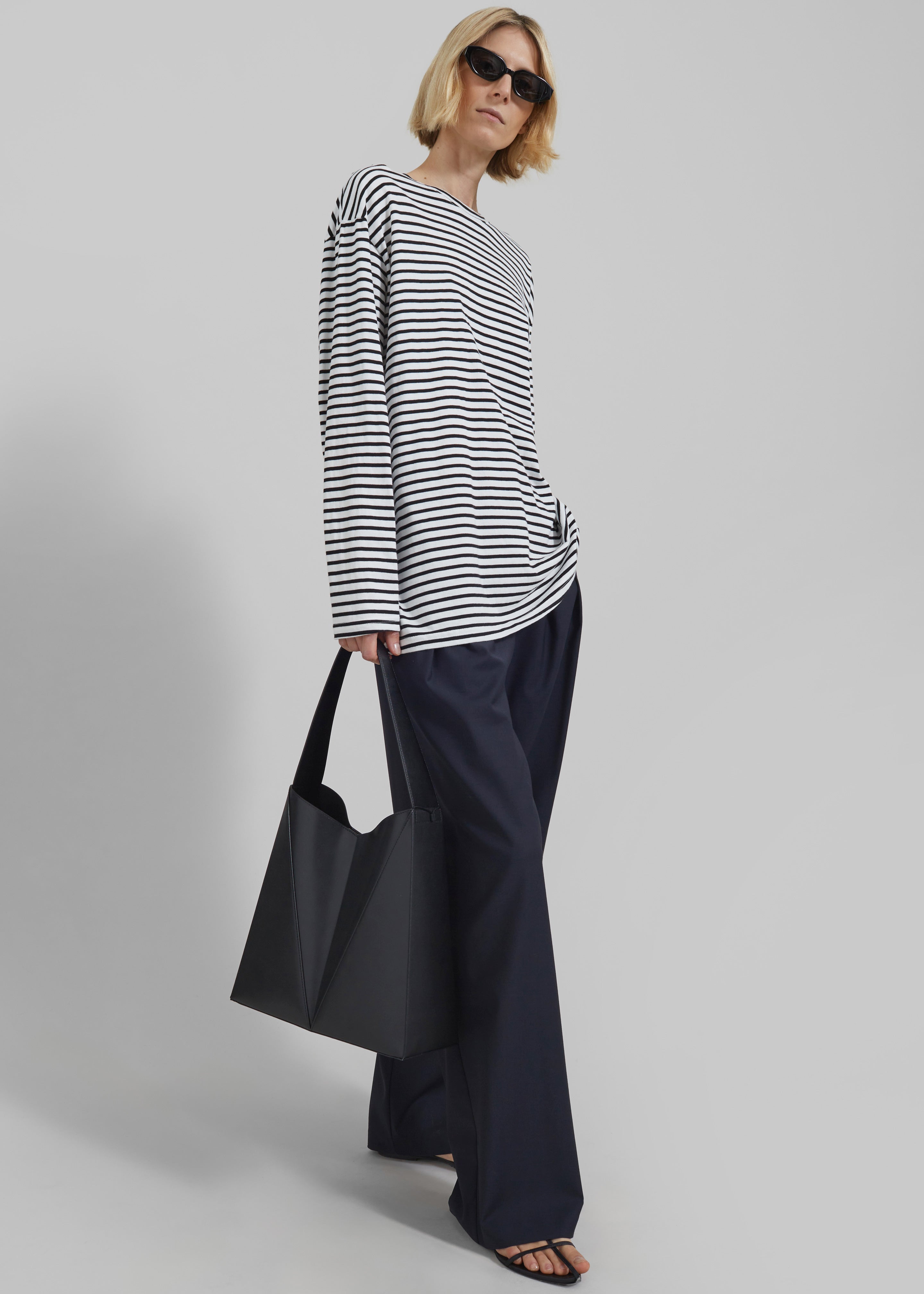 Salome Long Sleeve Tee - White/black Stripe