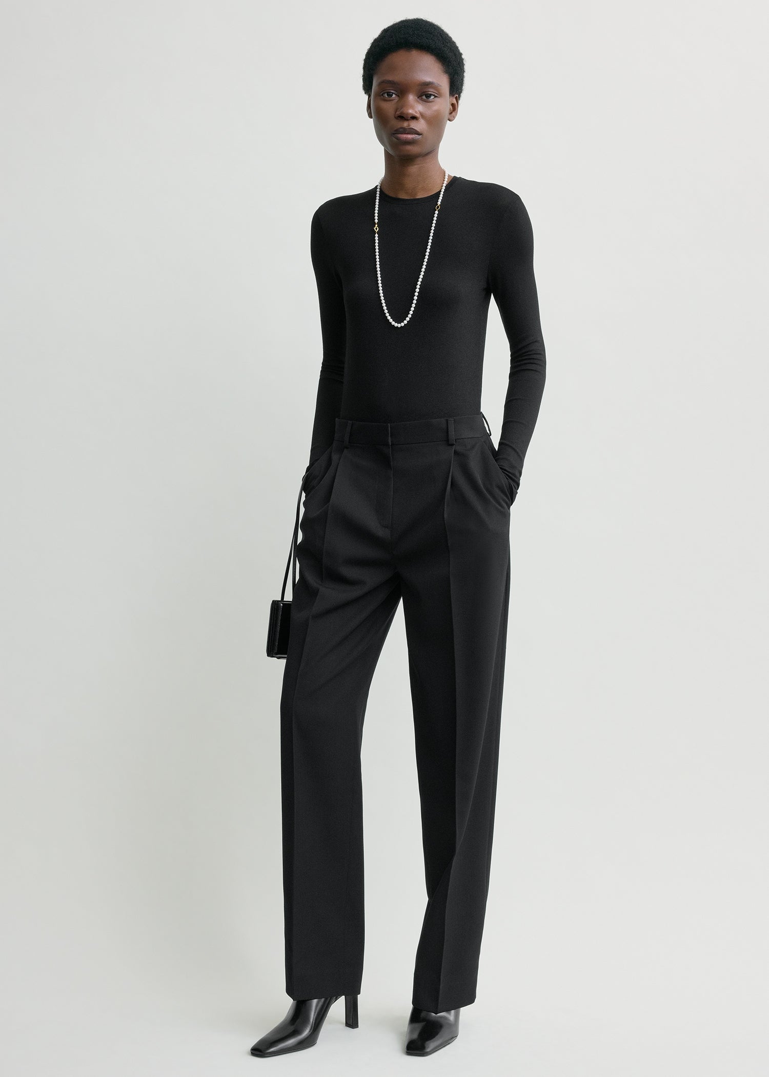 Pleat Trousers Black