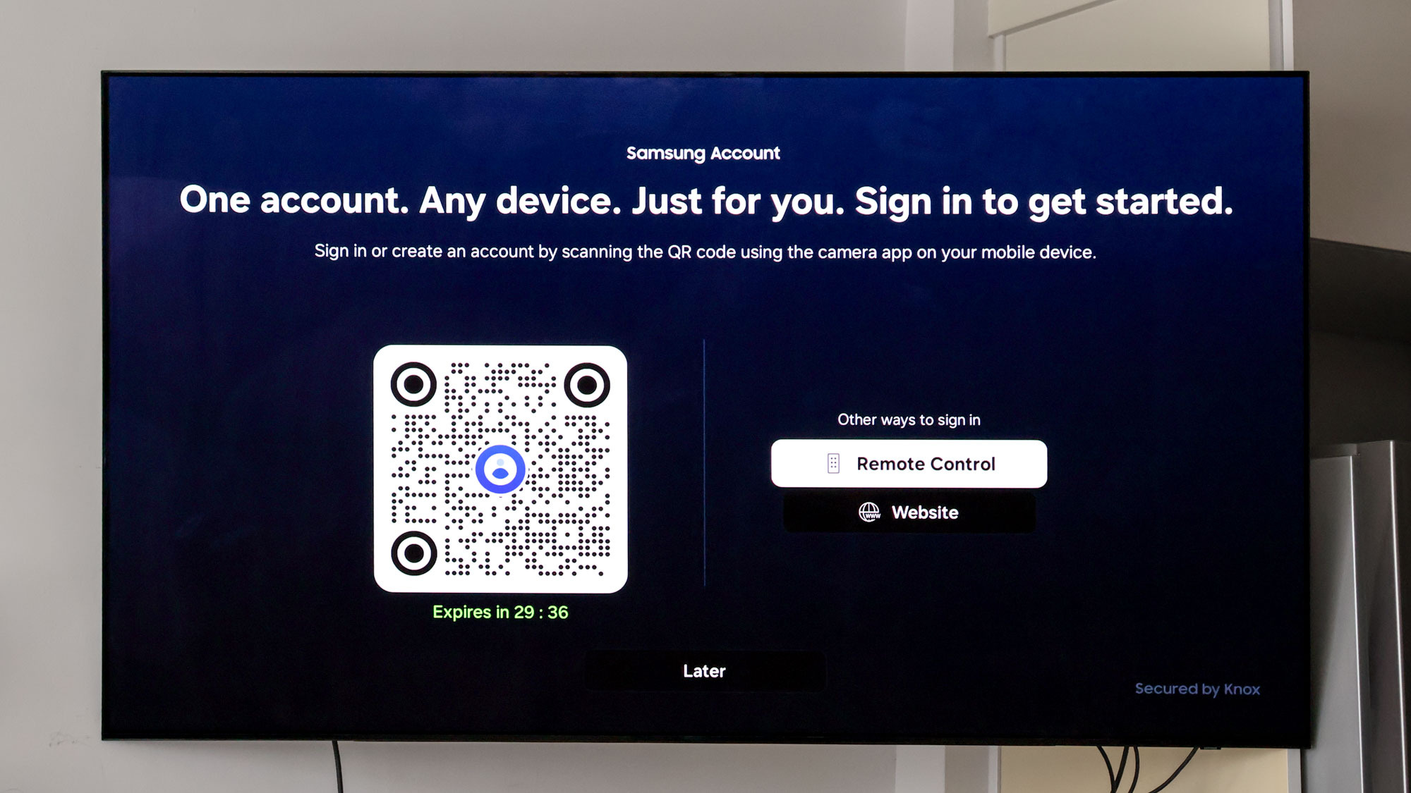 Samsung S90D sign in