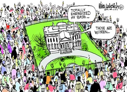 Political cartoon U.S. Trump women sexual assault me too