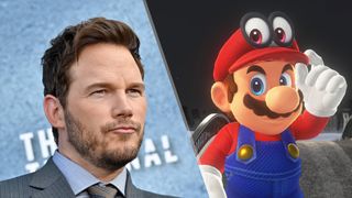 (L to R) Chris Pratt on the red carpet and Mario in Super Mario Odyssey, the actor will voice the character in an upcoming movie