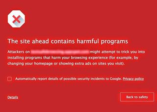 Google Chrome malware message
