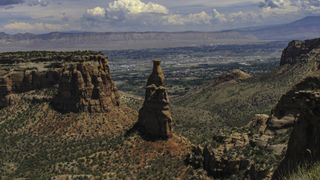 A sandstone rock tower in Colorado National Monument