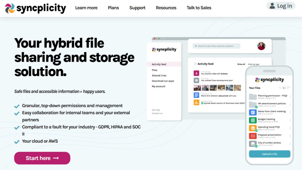 Website screenshot of Syncplicity (August, 2025)