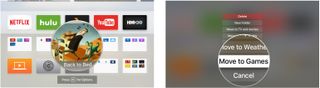 Moving an app to an existing folder in jiggly mode in Apple TV