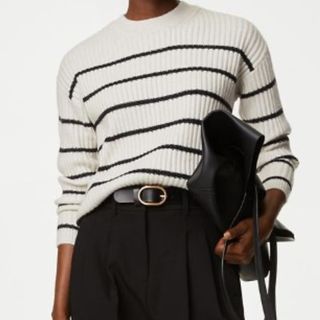 M&S Ribbed Striped Knitted Jumper 