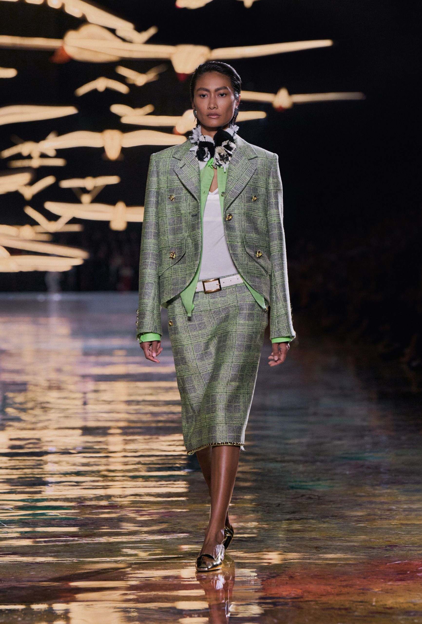 Chanel S/S 27 runway, tweed knee skirts