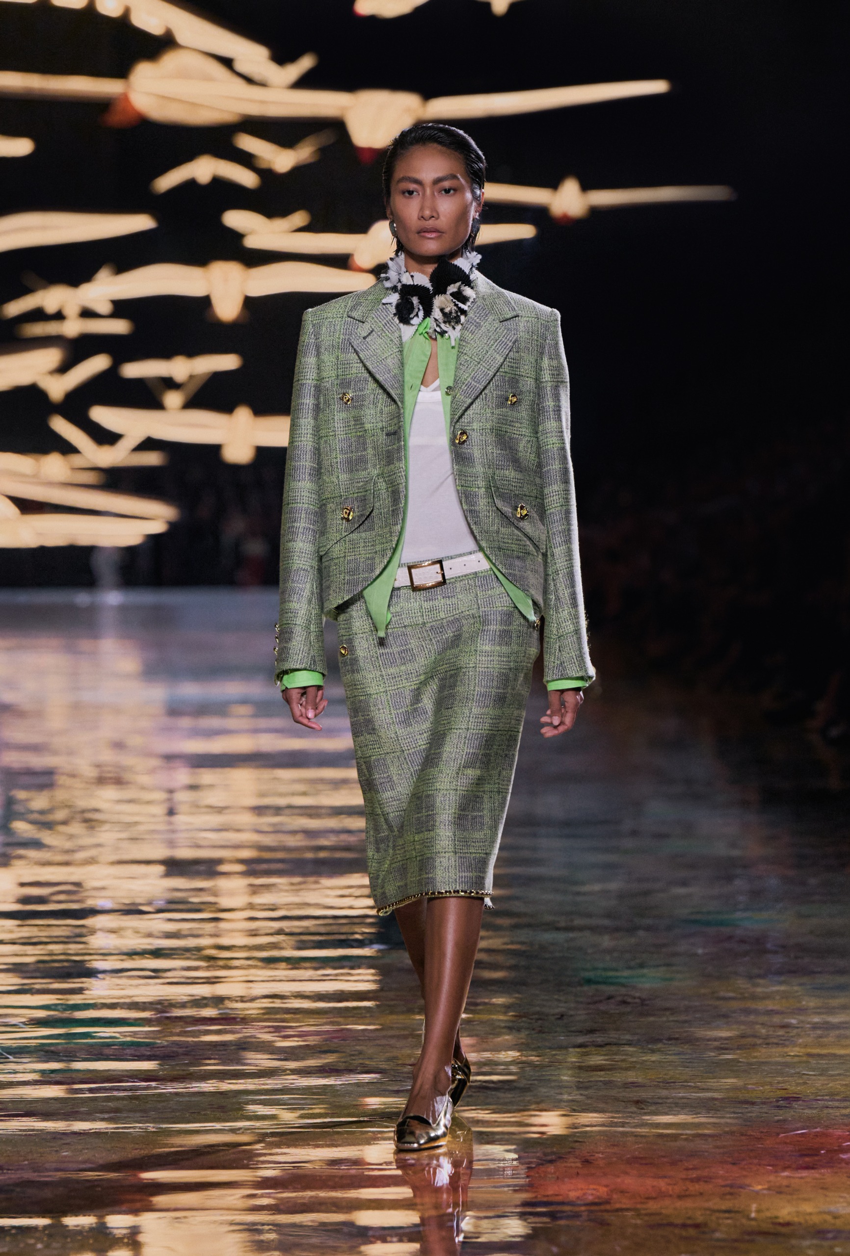 Chanel S/S 27 runway, tweed knee skirts