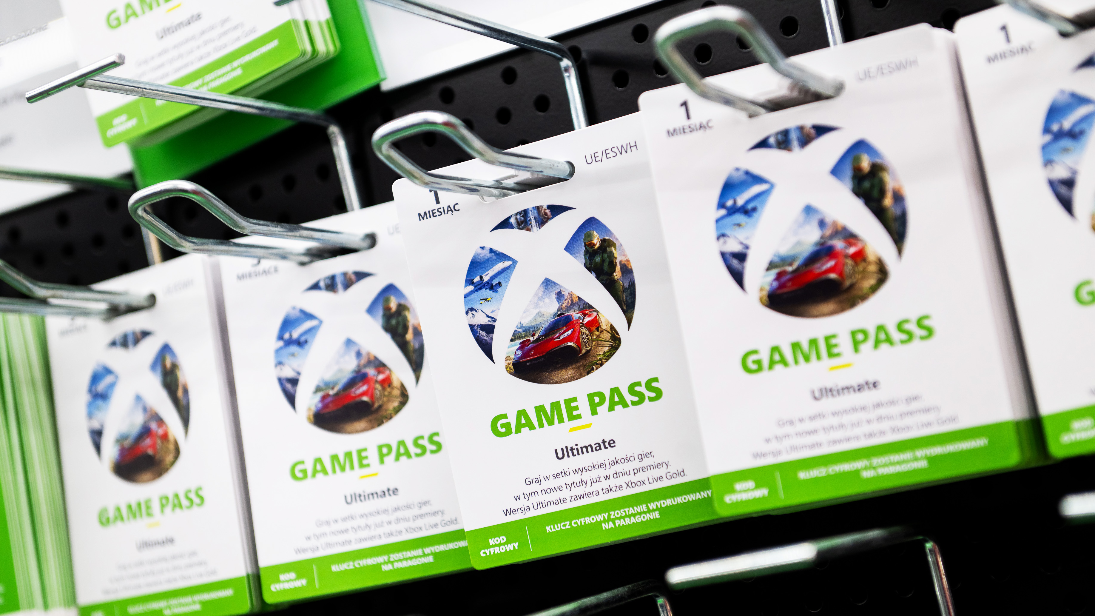 GDANSK, POLAND - 2023/12/08: Xbox Game Pass gift cards are seen at the shopping mall in Gdansk. (Photo by Mateusz Slodkowski/SOPA Images/LightRocket via Getty Images)