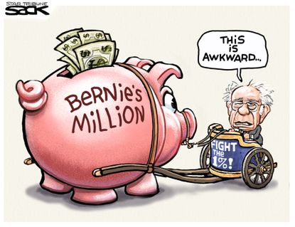 Political Cartoon U.S. Millionaire Bernie Sanders