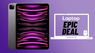iPad Pro against purple gradient background