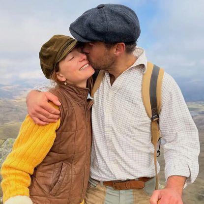 James Middleton kissing Alizee Thevenet on a mountain top