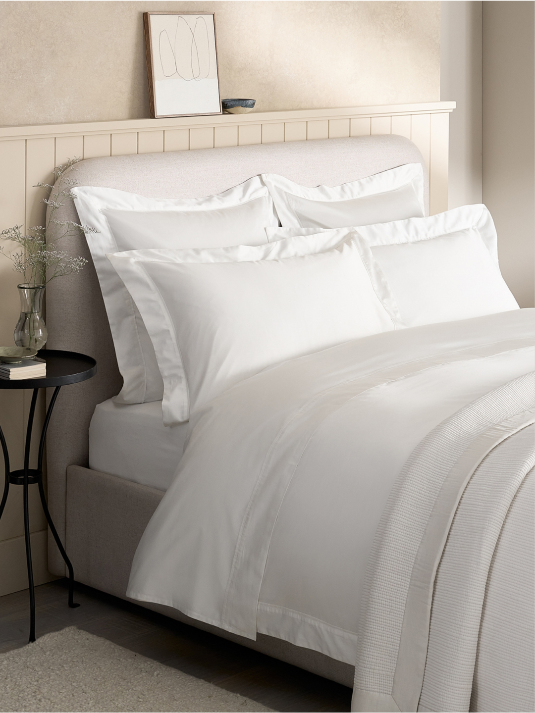 A white cotton sateen bedding set from The White Company
