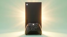 Xbox Series X with sunlight coming from behind the console