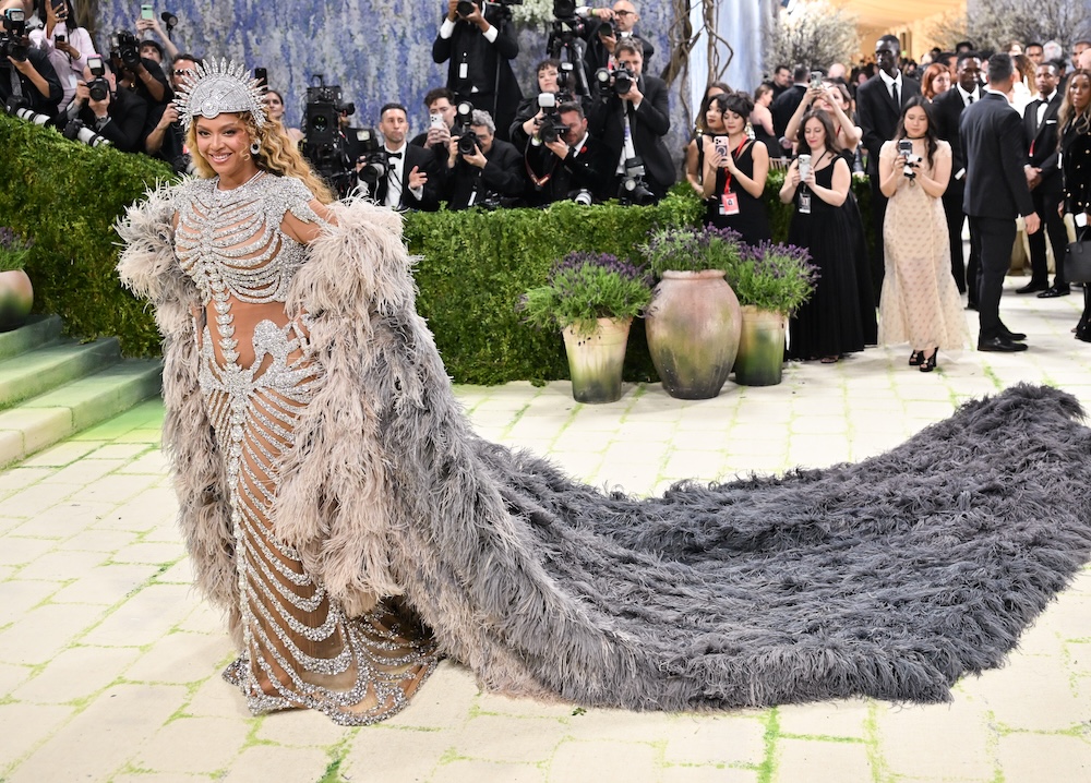 Beyonce wearing a custom gown on the 2026 Met Gala red carpet
