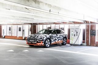 The Audi e-tron SUV electric car on charge
