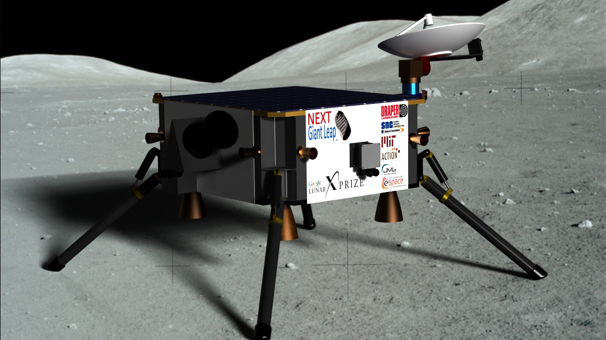 Artist&#039;s interpretation of the Next Giant Leap team&#039;s hopping lunar lander.