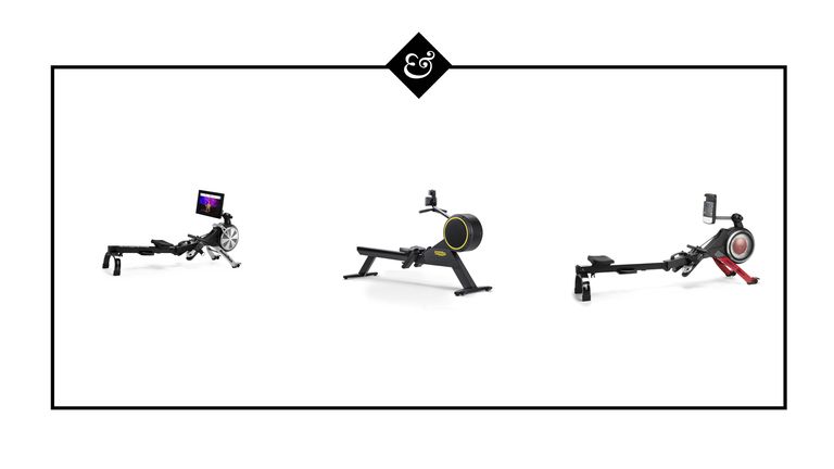 Image of three rowing machines on white H&G background
