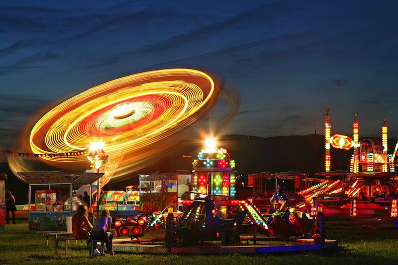 A spinning ride at a fair.